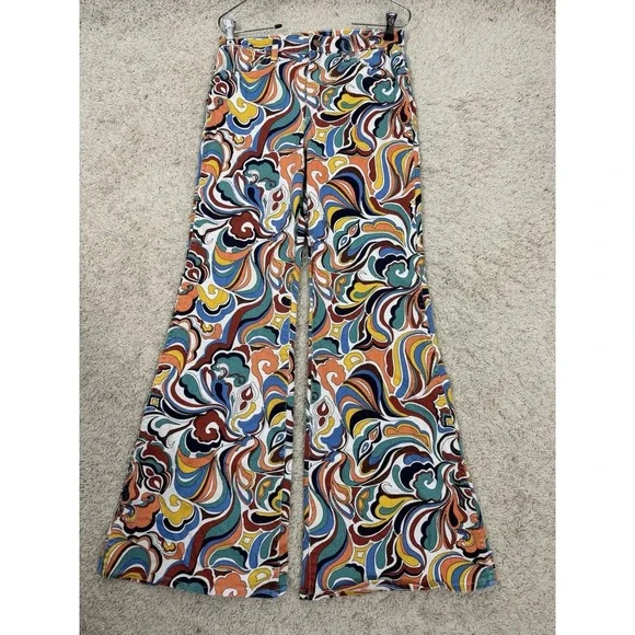 Wrangler Women's High Rise Flare Jeans Pants In Latigo Print Size 26 Retro Hippy - Picture 4 of 14